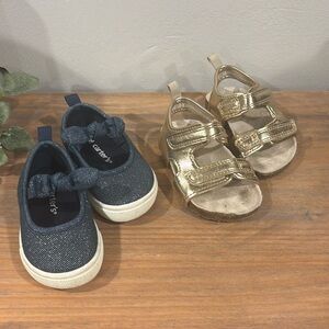2 Pair of Toddler Carter’s Sneakers and Sandals Sz 4